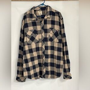 Dickies Black and Tan Plaid Casual Shirt